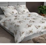 Bavlněné povlečení 160x200 bílá béžová květiny na zip 4889 C KARO Bavlna Max 225495458