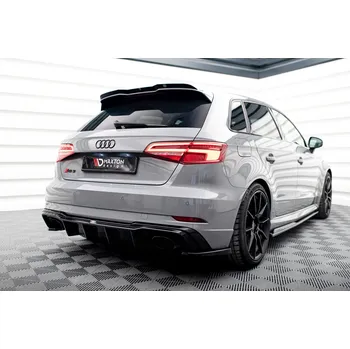 Karosérie Maxton Design vložka zadního nárazníku ver.2 pro Audi RS3 8V Facelift, černý lesklý plast ABS, pro jednoduché koncovky na každé straně