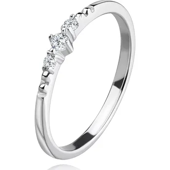 Prsten Prsten ze stříbra 925 - kulaté zirkony, polokoule, úzká ramena - Velikost: 66