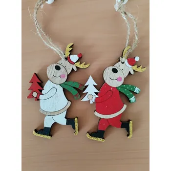 Vánoční dekorace Dřevěný sobík X365 mix 10 cm