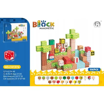 ostatní stavebnice Sada magnetických kostek a dílků, 84 ks
