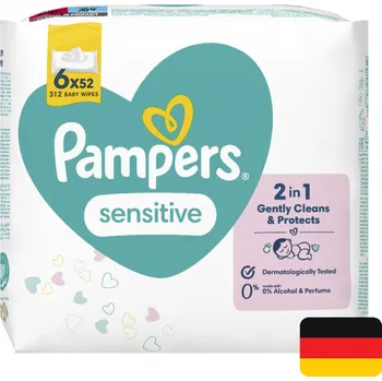 Hygienický ubrousek Pampers vlhčené ubrousky 6 x 52 ks Sensitive (Dovoz: Německo)