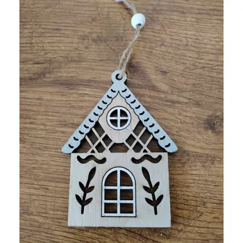 Vánoční dekorace Dřevěný domek X560 stříbrný