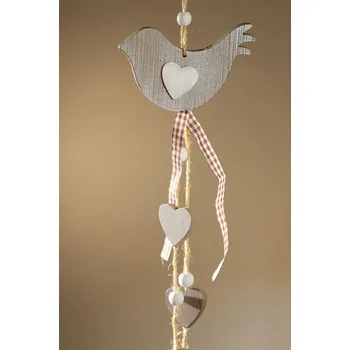 Vánoční dekorace Dřevěný ptáček na zavěšení hnědý 5158-B