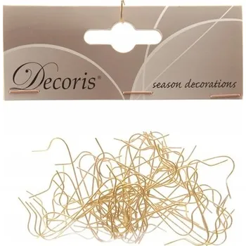 Vánoční dekorace KAEMINGK Závěsy, úchyty, háčky kovové na vánoční ozdoby (baňky), zlaté, 50 ks