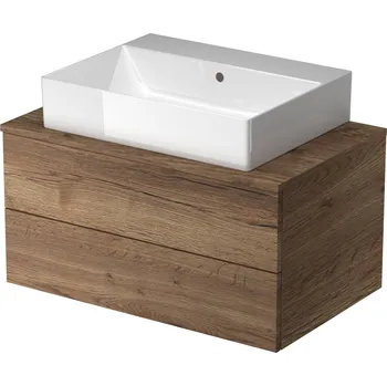 Koupelnový nábytek DŘEVOJAS Module SZZ2 80 koupelnová skříňka TOBACCO s umyvadlem KUBE 312404 312404