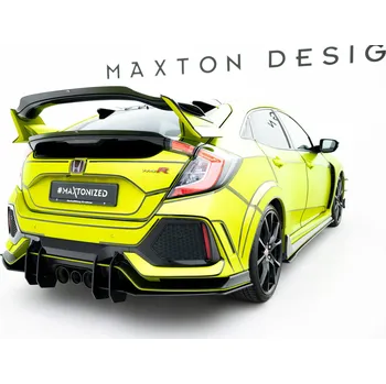 Autodíl Maxton Design "Racing durability" vložka zadního nárazníku ver.2 pro Honda Civic Mk10 Type-S/R, plast ABS bez povrchové úpravy, s červenou linkou