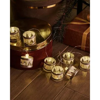 Vánoce SIRIUS LED dekorativní řetěz, stříbrné bubínky, 1,5m