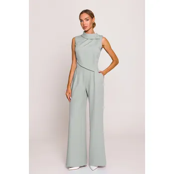 Dámský overall DÁMSKÝ ELEGANTNÍ OVERAL BEZ RUKÁVŮ ZÚŽUJÍCÍ POSTAVU MÁTA 36 S