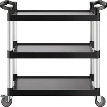 Vevor Plastový 3-podlažní vozík 500 lbs 360° kolečka 2 s brzdou, 31.1×19.3"