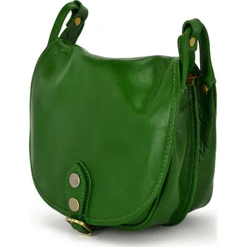 Vera Pelle kabelka kožená kabelka přes rameno z pravé kůže zelená