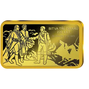 Bitva tří císařů – 220 let, pamětní mince v podobě cihličky z ryzího zlata