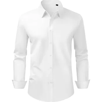 Pánská košile Vevor Pánská košile s dlouhým rukávem úzký střih nemačkavá elastická bílá