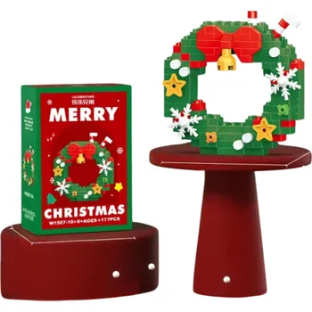 ostatní stavebnice Vánoční stavebnice Věnec 6,6 x 2,3 x 6,2 cm 177 ks Mikro kostky Plastový model Mini stavebnice Vánoční dekorace