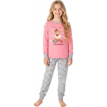 Dívčí pyžamo Dívčí vánoční pyžamo 100% bavlny MP5869 Velikost: 158, Barva: Růžová/šedá