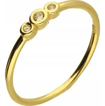Prsten Drobný Minimalistický Zlatý Prstýnek se Zirkony Stříbrný Pozlacený Velikost 11