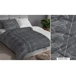 Saténové povlečení 160x200 šedá bílá geometrická na zip 4796 C KARO Satin 225495558