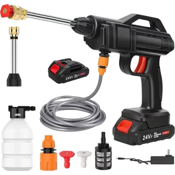 Autovosk Vysokotlaková akumulátorová mycí pistole 24V 6000mAh 600W 30 bar 435 PSI Přenosná vodní pistole s hadicí 5 m a dvěma tryskami