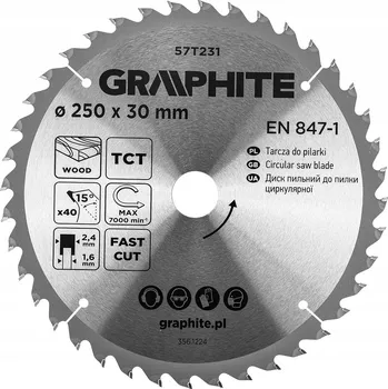 Pilový kotouč Kotouč pilový vidiový 250 x 30 mm, 40 zubů na dřevo a MDF desky GRAPHITE