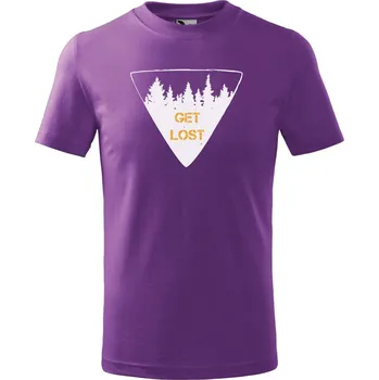 Dětské tričko s potiskem Get lost Velikost: 134/8 let, Barva trička: Fialová