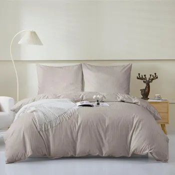 Povlečení Povlečení 140x200cm Taupe 100% Bavlna Damašek + 1 povlak na polštář 70x80cm