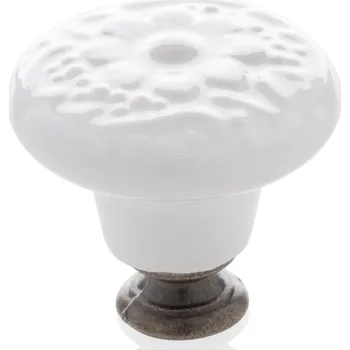 Nábytkové kování Nábytková úchytka PORCELÁN ŻŁOBIONA bílá 34 mm