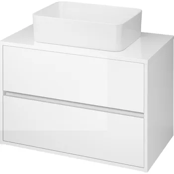 Koupelnový nábytek CERSANIT 3D Nábytkový set Cersanit Crea 80, skříňka 80 s deskou bílá, umyvadlo Crea 50 na desku hranaté bílé S924-005;K114-001