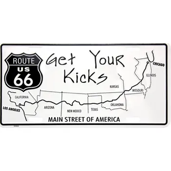Plechová cedule Americká SPZ Route 66 Get your Kicks