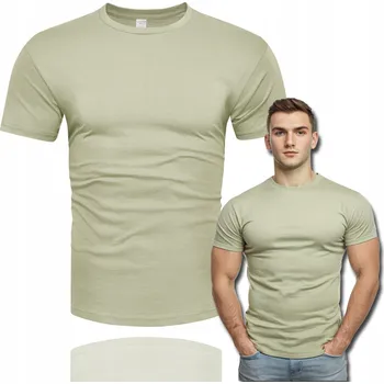 Pánské tričko Pánské Tričko Prémiové Pánské Tričko Bez Potisku 100% Bavlna Olivové - XL