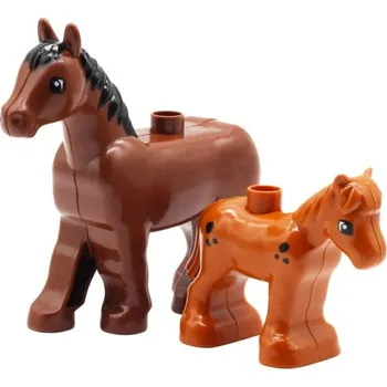 ostatní stavebnice Sada 2 ks plastových stavebnicových koní pro děti Figurky zvířat vzdělávací hračka na skládání hnědá
