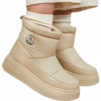 Dámská zimní obuv BÉŽOVÉ DÁMSKÉ KOTNÍKOVÉ BOTY SNĚHULE ZATEPLENÉ ADEMRA 41