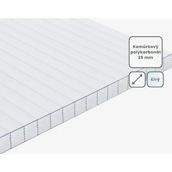 Polykarbonátová deska Komůrkový polykarbonát tl.25mm čirá Rozměr desky: 1050x2000mm