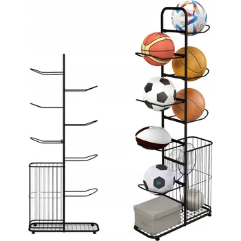 Úložný box KOVOVÝ STOJAN NA MÍČE PRO 7 MÍČŮ S KOŠEM DRŽÁK ORGANIZÉR DÁREK