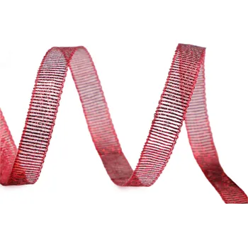 Stuha Brokátová stuha s lurexem šíře 10 mm, střední, 5006 červená