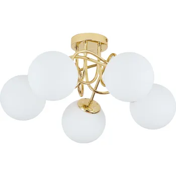 ZÁVĚSNÉ STROPNÍ SVÍTIDLO LUSTR KOULE zlatá MODERNÍ LED mléčná