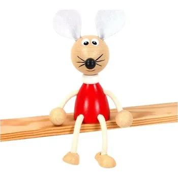Figurka KROKIDO Myška červená - ručně malovaná dřevěná figurka