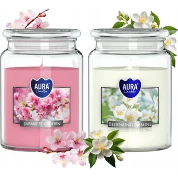 Svíčka VELKÁ SADA vonných svíček ve sklenici BISPOL Aura 100H MIX "28" 2 ks