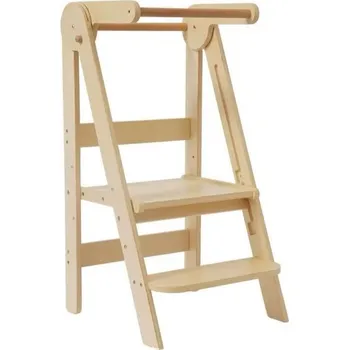 učicí věž Tuktuk Skládací nastavitelná dětská montessori věž - přírodní