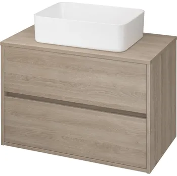 Koupelnový nábytek CERSANIT 3D Nábytkový set Cersanit Crea 80, skříňka 80 s deskou dub, umyvadlo Crea 50 na desku hranaté bílé S924-010;K114-001