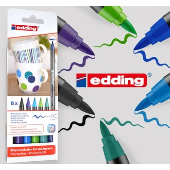 Vypalovací barva na PORCELÁN Fix (popisovač). Šířka 1-4mm sada studené barvy 6x (č.1, 8, 10, 11, 14 a 17)