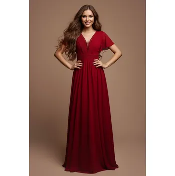 Dámské šaty EVA & LOLA Společenské plesové šaty GRACE červené Barva: Červená, Velikost: L