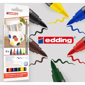 Vypalovací barva na PORCELÁN Fix (popisovač). Šířka 1-4mm sada základní barvy 6x (č.1, 2, 3, 4, 5 a 7)