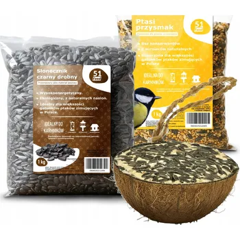 Krmivo pro ptáka KRMIVO PRO PTÁKY 1kg + SLUNEČNICOVÁ SEMÍNKA 1kg + TUČNÉ KRMIVO V KOKOSOVÉ OMÁČCE 290g