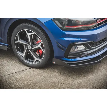 Nárazník Maxton Design rohové spoilery pod přední nárazník pro Volkswagen Polo GTI Mk6, černý lesklý plast ABS