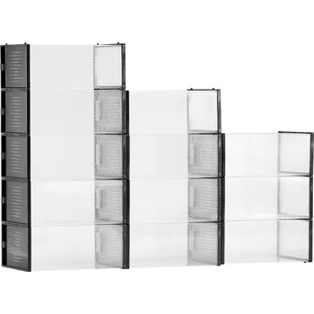Botník Vevor Stohovací plastové boxy na boty 12 ks, průhledné, do US size 11