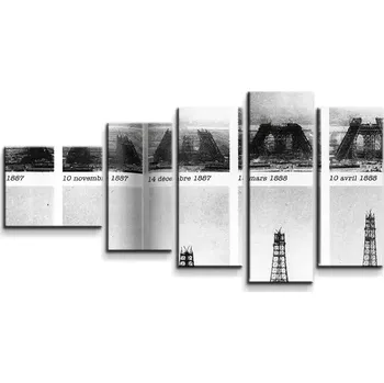 Obraz Sablio Obraz - 5-dílný Eiffelova věž stavba - 100x60 cm