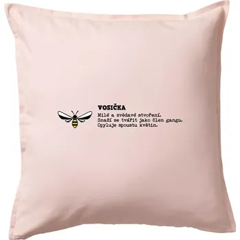 Polštář Vosička Milé a zvědavé stvoření - Polštář 50x50 - 50x50 - Pouze potah ( Světle růžová )