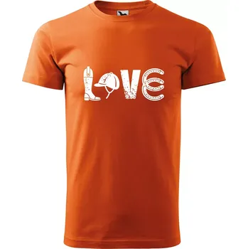 Sablio Tričko s potiskem S láskou ke koním - oranžové 2XL