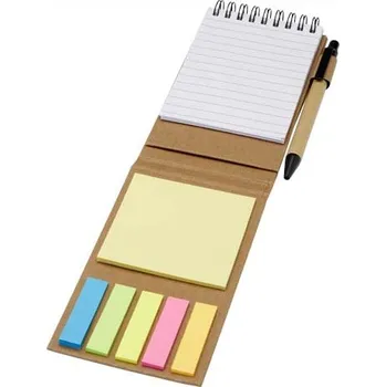 Samolepící bloček Lepicí poznámkový blok Flipper s kuličkovým perem - Přírodní
