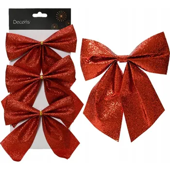 Vánoční dekorace Velká červená vánoční Mašle na top, Polyester 35x15 cm, sada ks